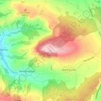 Bütschelegg topographic map, elevation, terrain