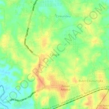 Cikuya topographic map, elevation, terrain