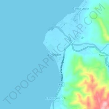 Guinabasan topographic map, elevation, terrain