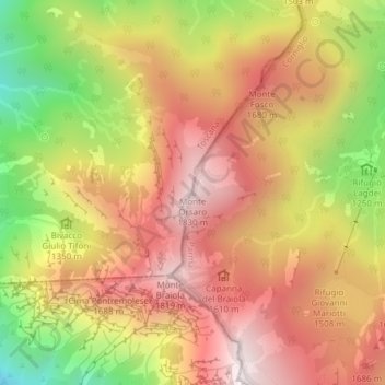 Monte Orsaro topographic map, elevation, terrain