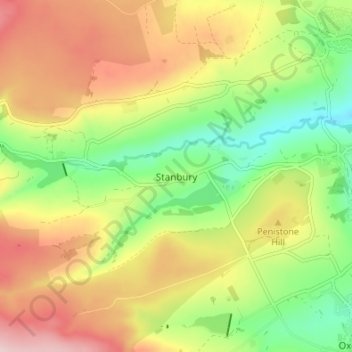 Stanbury topographic map, elevation, terrain