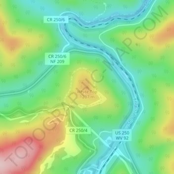 White Top topographic map, elevation, terrain