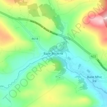Ballyvourney topographic map, elevation, terrain