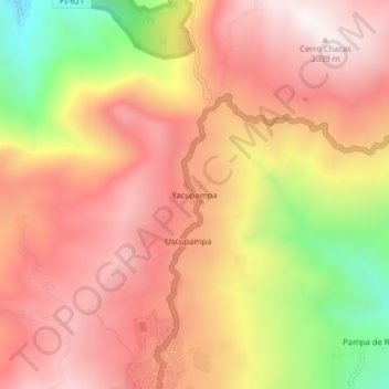Yacupampa topographic map, elevation, terrain
