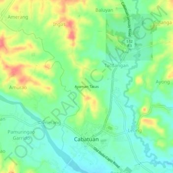Ayaman Tacas topographic map, elevation, terrain