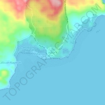 Dusun I topographic map, elevation, terrain