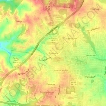 Dornbusch topographic map, elevation, terrain