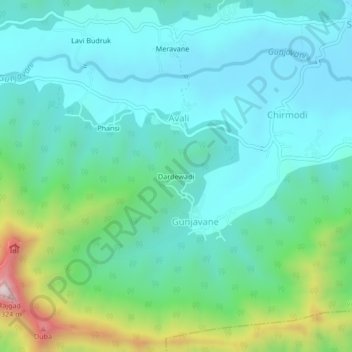 Dardewadi topographic map, elevation, terrain