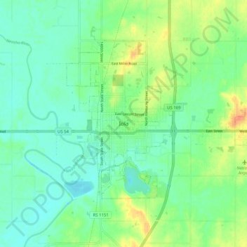 Iola topographic map, elevation, terrain