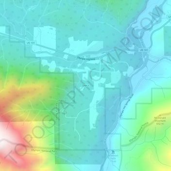 Elwha topographic map, elevation, terrain