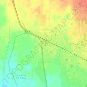 Binnaguri topographic map, elevation, terrain