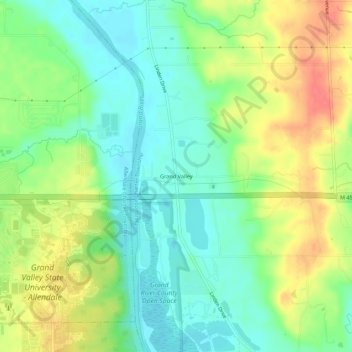 Grand Valley topographic map, elevation, terrain