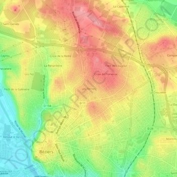 Les Terries topographic map, elevation, terrain