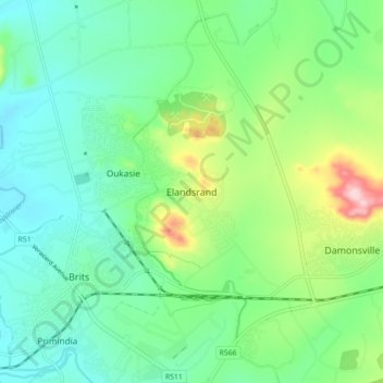 Elandsrand topographic map, elevation, terrain