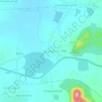 Narasapura topographic map, elevation, terrain