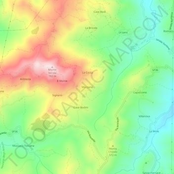 Mozzano topographic map, elevation, terrain