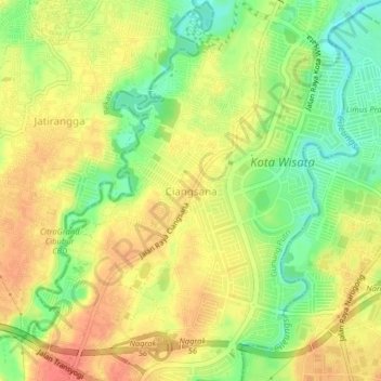 Ciangsana topographic map, elevation, terrain