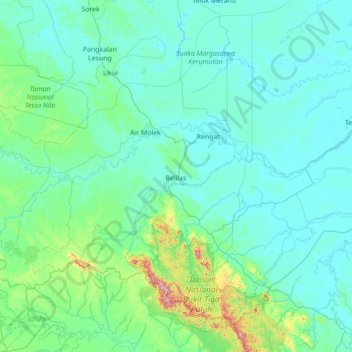 Seberida topographic map, elevation, terrain
