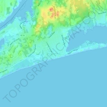 Misquamicut topographic map, elevation, terrain