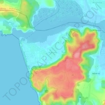 Querim topographic map, elevation, terrain