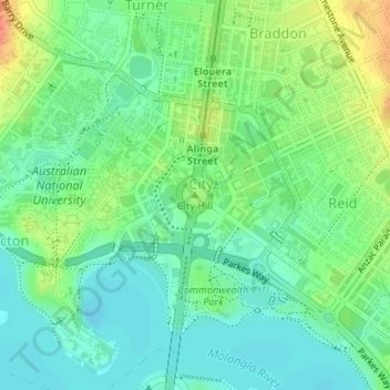 City Hill topographic map, elevation, terrain