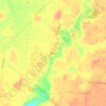 Modest topographic map, elevation, terrain