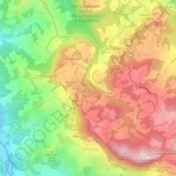 Poggiolino topographic map, elevation, terrain