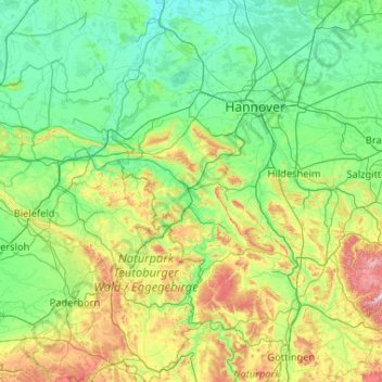 Hameln-Pyrmont topographic map, elevation, terrain