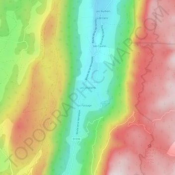 Les Chaberts topographic map, elevation, terrain