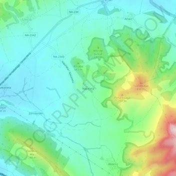 Najurieta topographic map, elevation, terrain