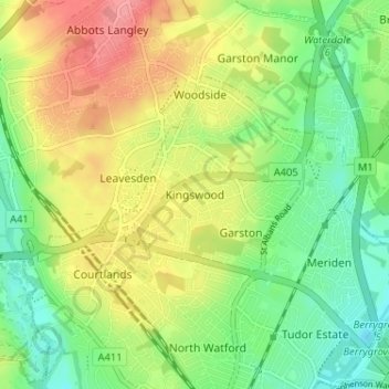 Kingswood topographic map, elevation, terrain