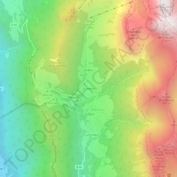 Le Villard topographic map, elevation, terrain