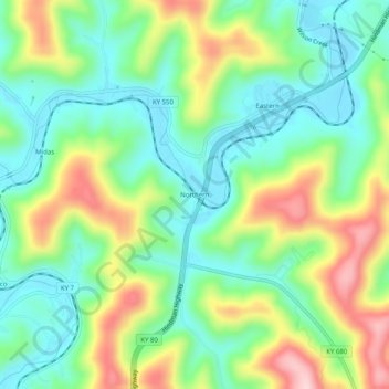 Northern topographic map, elevation, terrain