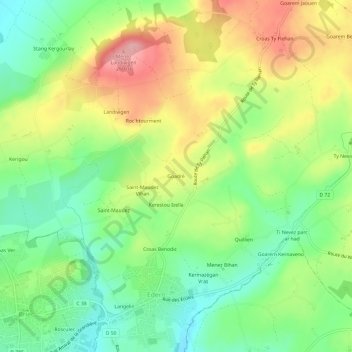 Goadré topographic map, elevation, terrain