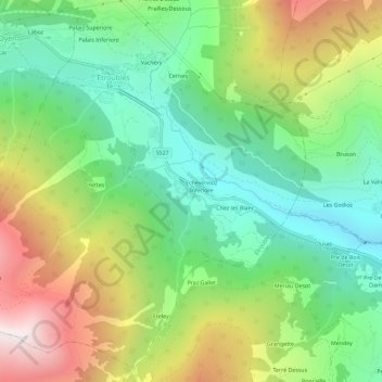 Echevennoz Superiore topographic map, elevation, terrain
