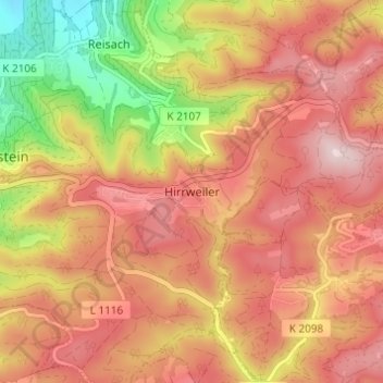 Hirrweiler topographic map, elevation, terrain