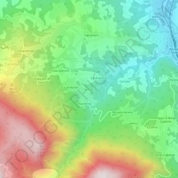 Le Croci topographic map, elevation, terrain