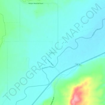 Harper topographic map, elevation, terrain