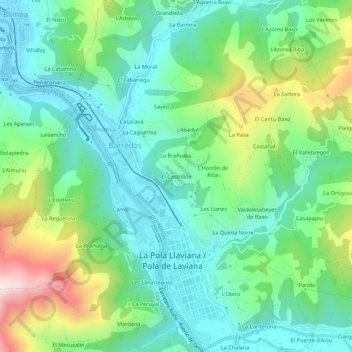 El Castrillón topographic map, elevation, terrain