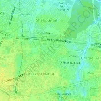 Sadhna Enclave topographic map, elevation, terrain