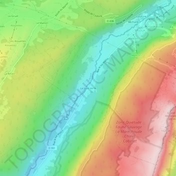 La Joux Verte topographic map, elevation, terrain