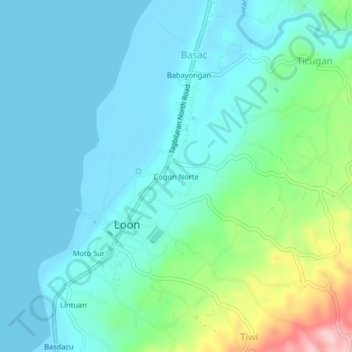 Cogon Norte topographic map, elevation, terrain