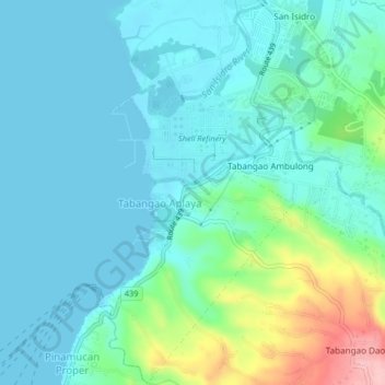 Tabangao Hilltop topographic map, elevation, terrain