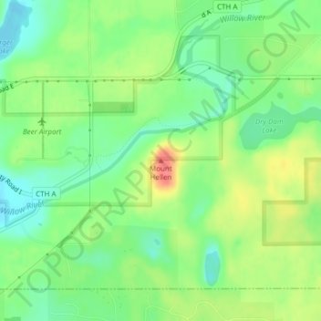 Mount Hellen topographic map, elevation, terrain