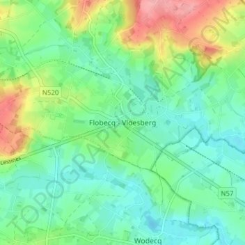 Flobecq topographic map, elevation, terrain