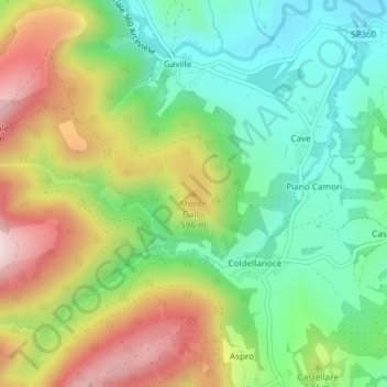 Monte Gallo topographic map, elevation, terrain