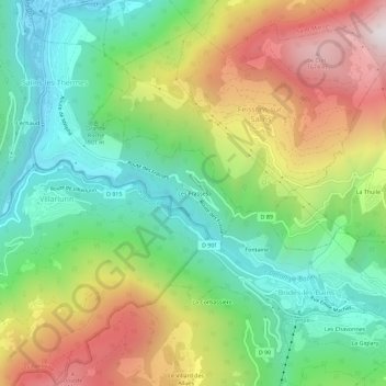 Les Frasses topographic map, elevation, terrain