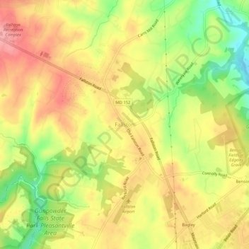 Fallston topographic map, elevation, terrain