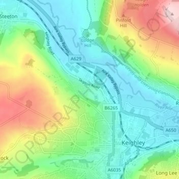 High Utley topographic map, elevation, terrain