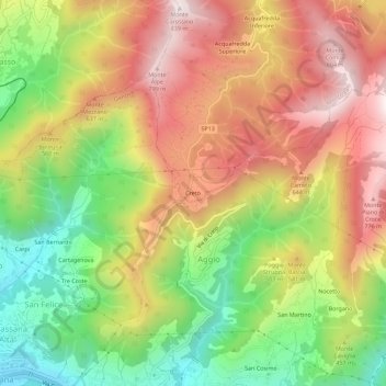 Creto topographic map, elevation, terrain